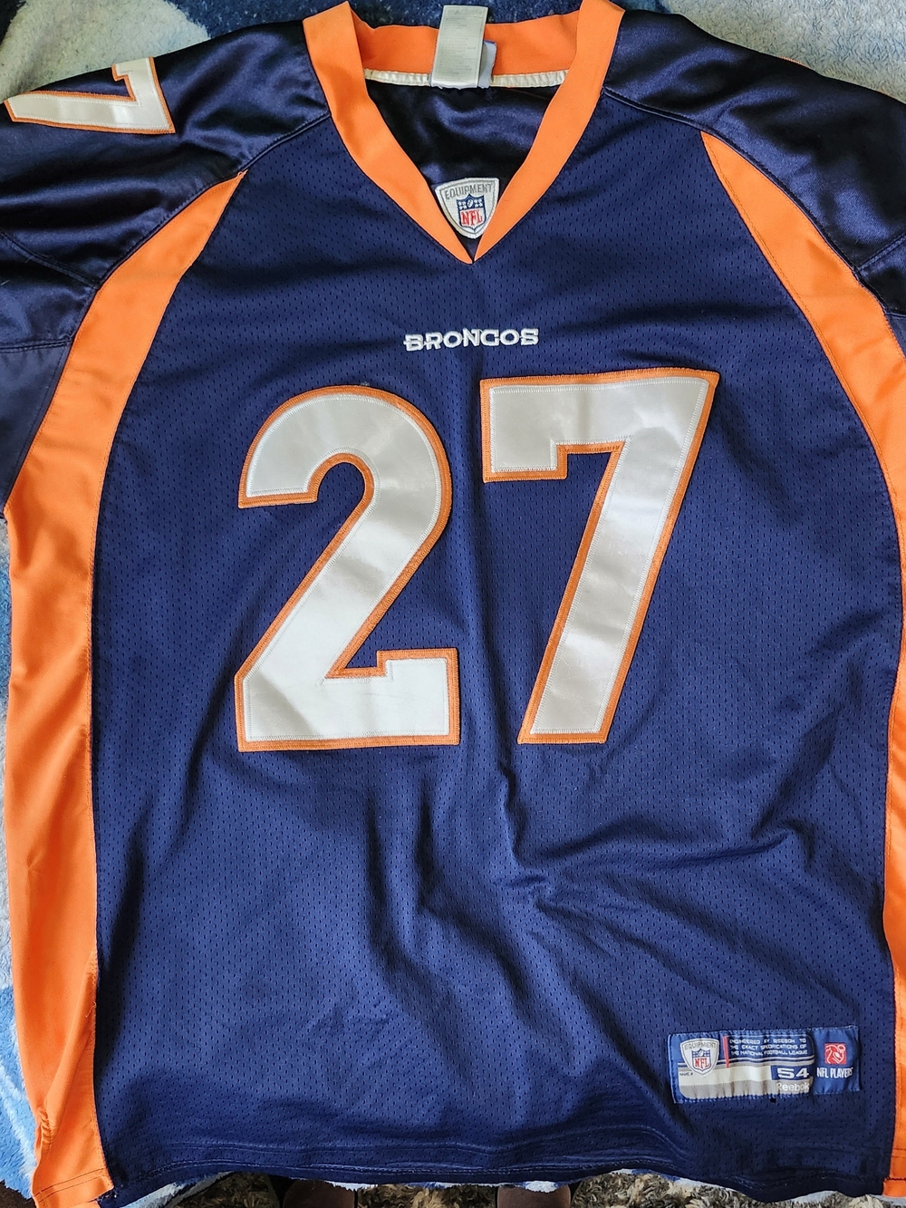 BRONCOS #27 Men's Navy and Orange Football Jersey